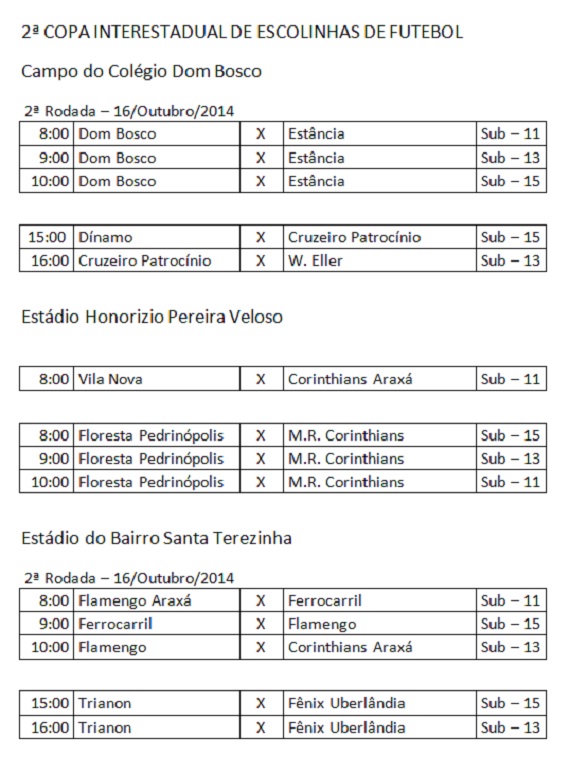 2ª rodada 2ª Copinha de Escolinhas de Futebol